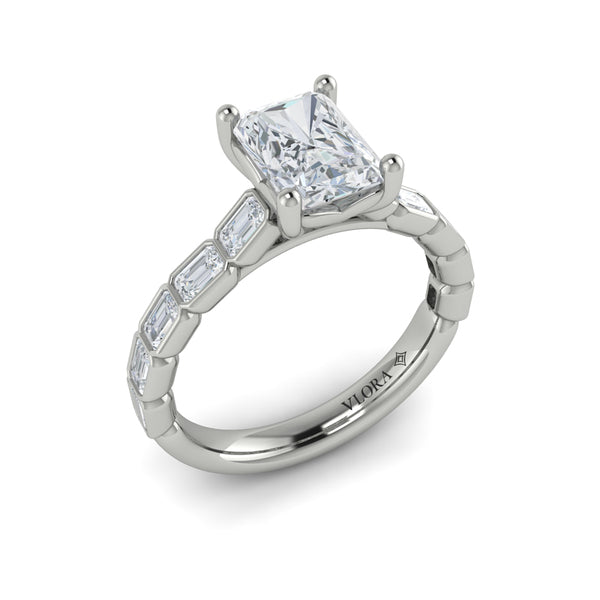 Bezeled Emerald Cut Engagement Ring