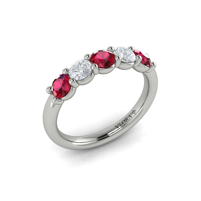 Colored Bands Wedding Band in Platinum by Vlora Bridal