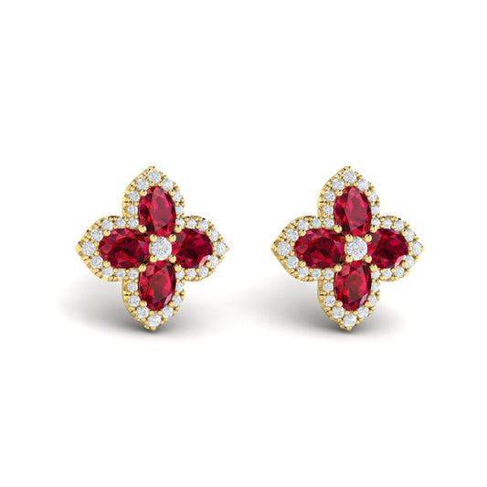 Petal Ruby Blossom Earrings