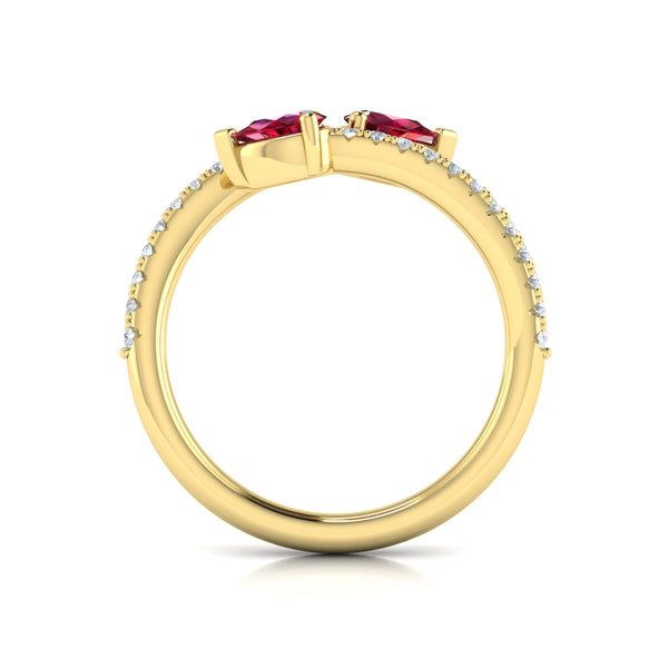 Diamond and Pear Ruby Wrap Ring