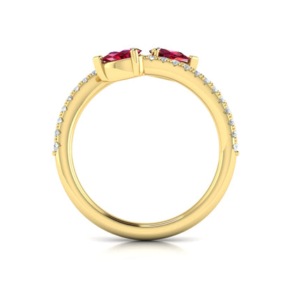 Diamond and Pear Ruby Wrap Ring