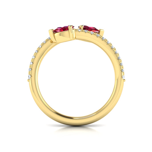 Diamond and Pear Ruby Wrap Ring