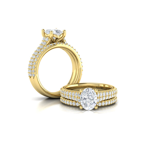Oval Pave Cathedral Engagement Ring