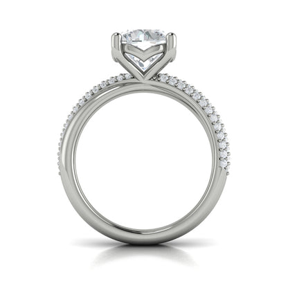 Round Straight Row Engagement Ring in Platinum by Vlora Bridal