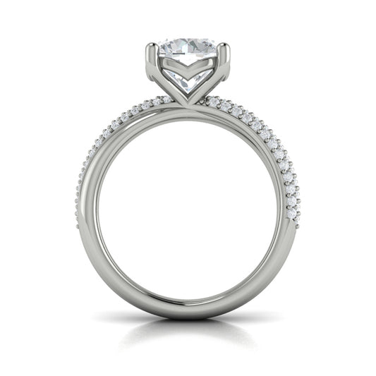 Round Straight Row Engagement Ring in Platinum by Vlora Bridal