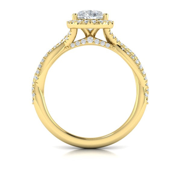 Entwined Pear Halo Engagement Ring