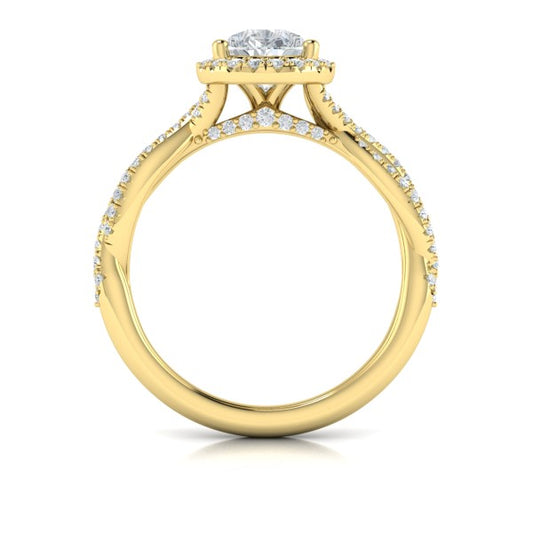 Entwined Pear Halo Engagement Ring