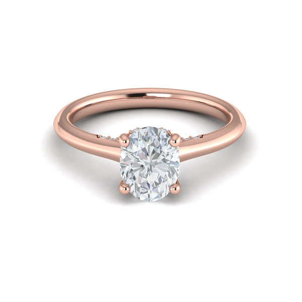 Solitaire Oval Engagement Ring with Hidden Halo