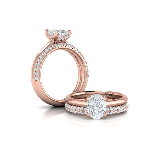 Matching Band for Solitaire Oval Engagement Ring with Hidden Halo