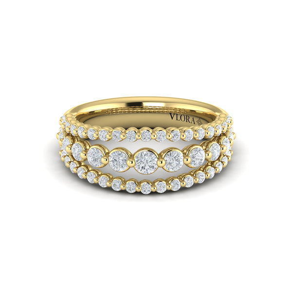 Diamond Three Row Ring