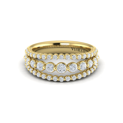 Diamond Three Row Ring
