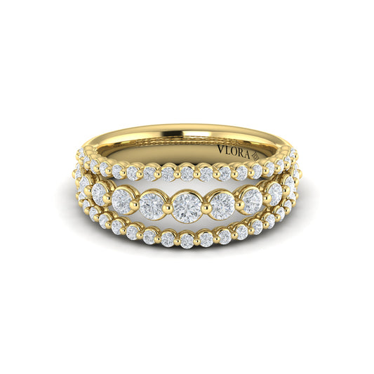Diamond Three Row Ring