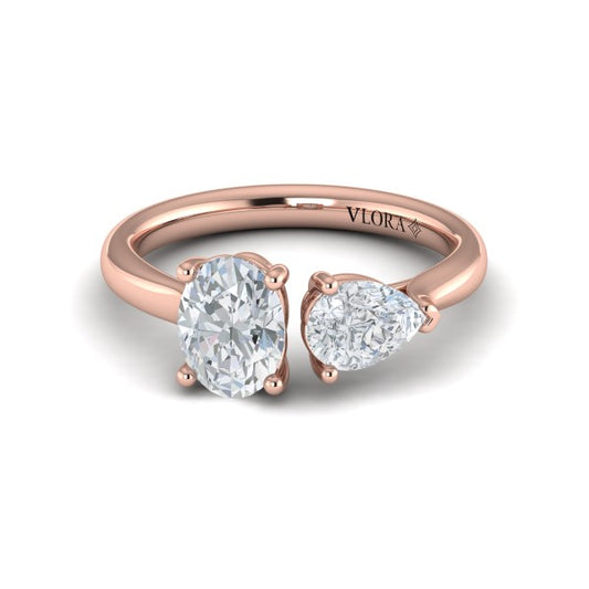 Duet Oval and Pear Two Stone Engagement Ring