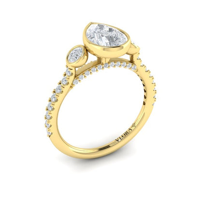 Trio Pear Bezel Engagement Ring