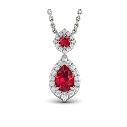 Tear Drop Ruby and Diamond Pendant