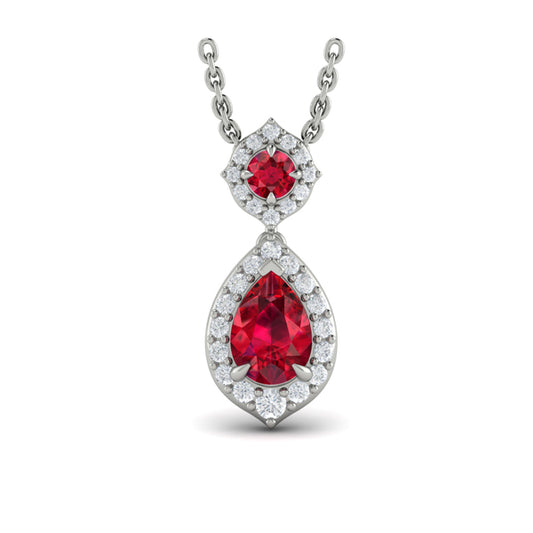 Tear Drop Ruby and Diamond Pendant