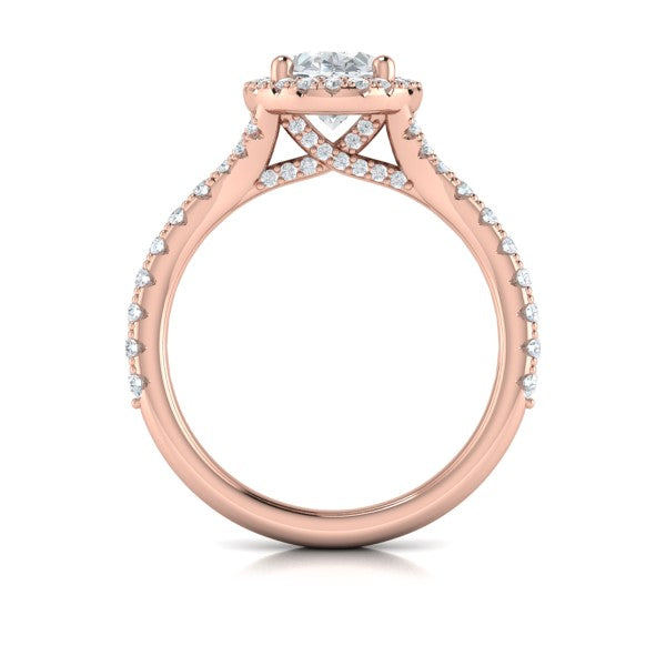 Timeless Halo Split Shank Oval Engagement Ring