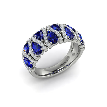 Multi Diamond and Sapphire Statement Ring