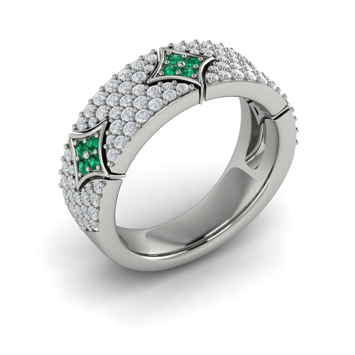 Diamond and Emerald Vlora Star Ring