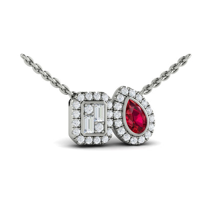 Diamond and Ruby Toi et Moi Pendant