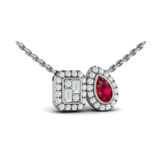 Diamond and Ruby Toi et Moi Pendant