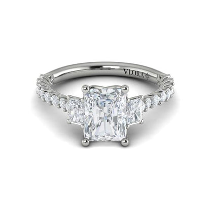 Interwoven Emerald Cut Three Stone Engagement Ring