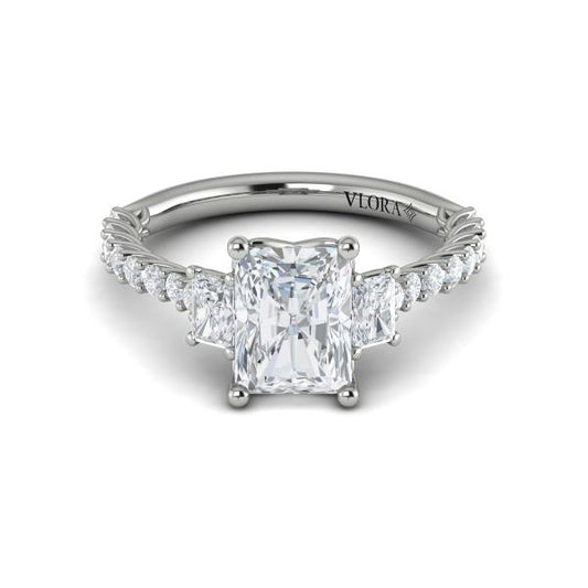 Interwoven Emerald Cut Three Stone Engagement Ring