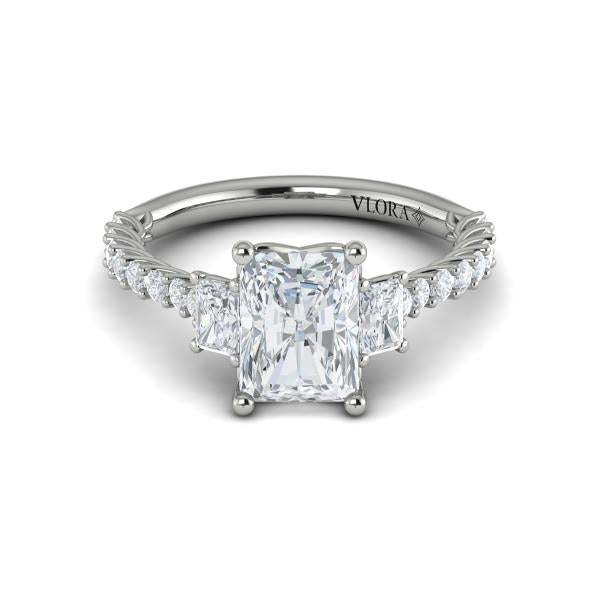 Interwoven Emerald Cut Three Stone Engagement Ring