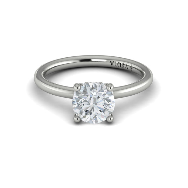 Round Solitaire Engagement Ring in Platinum by Vlora Bridal