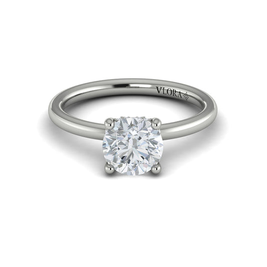 Round Solitaire Engagement Ring in Platinum by Vlora Bridal