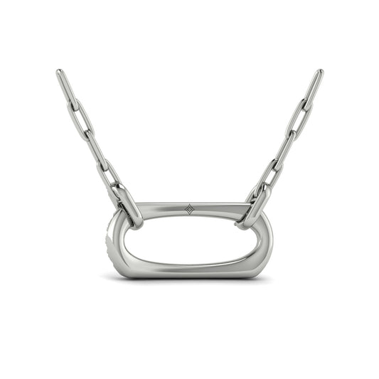 Diamond Accent East West Open Oval Pendant with Link Necklace