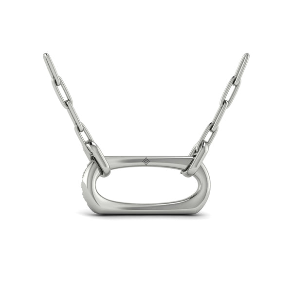 Diamond Accent East West Open Oval Pendant with Link Necklace