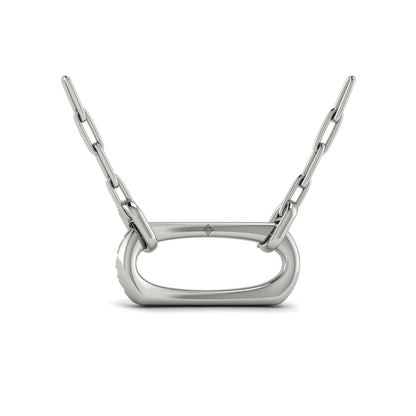 Diamond Accent East West Open Oval Pendant with Link Necklace