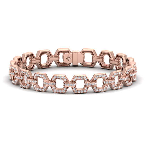 Diamond Open Honeycomb Link Bracelet