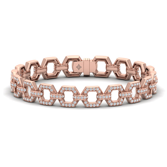 Diamond Open Honeycomb Link Bracelet