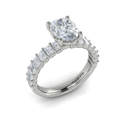 Eterna Oval Engagement Ring with Emerald Cut Band