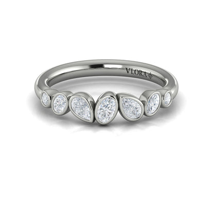 Bezel‑Set Pear, Oval and Round Shaped Diamond Ring