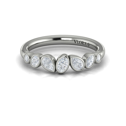 Bezel‑Set Pear, Oval and Round Shaped Diamond Ring