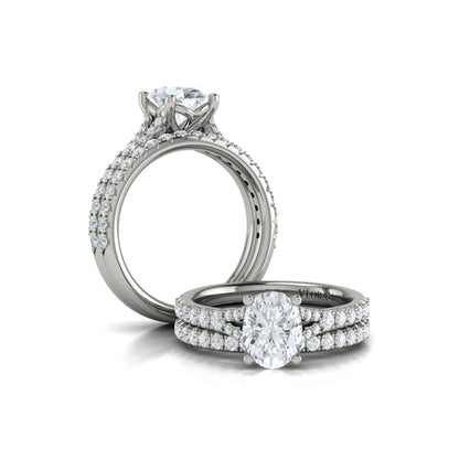 Oval Classic, Split Shank Engagement Ring in Platinum by Vlora Bridal