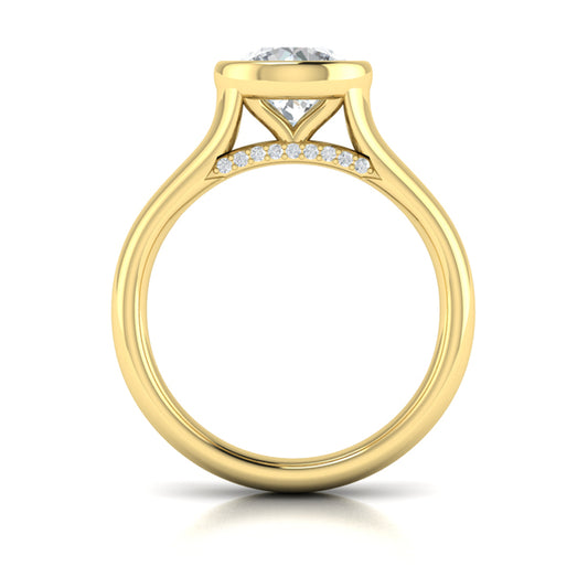 Contoured Bezel Diamond Engagement Ring