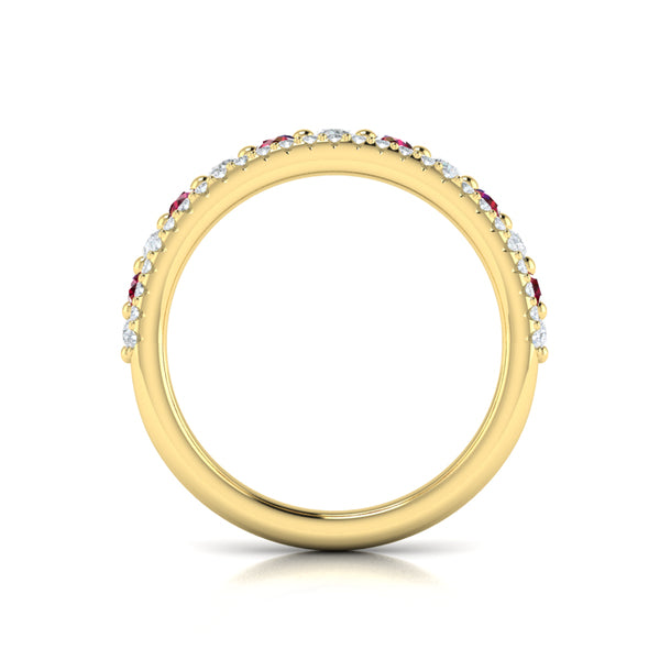 Diamond and Ruby Two Row Ring