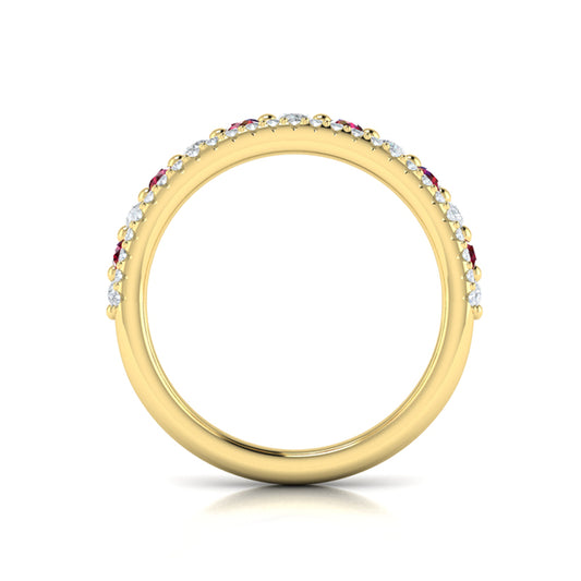 Diamond and Ruby Two Row Ring