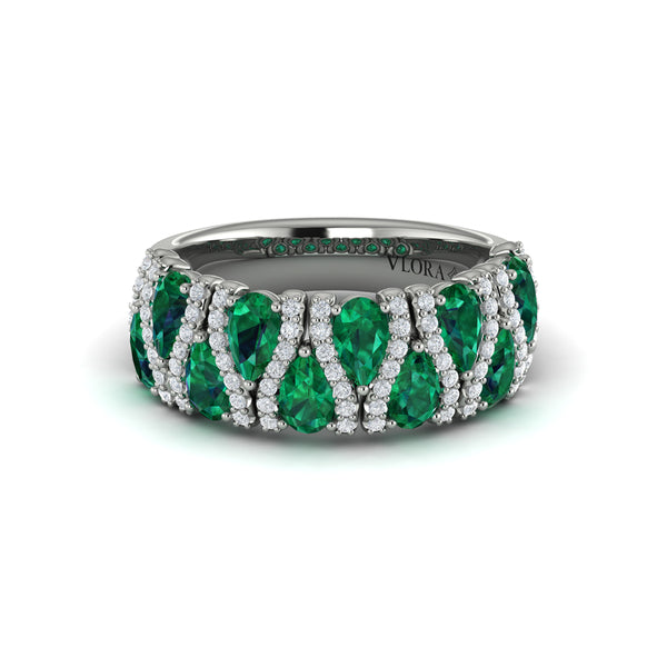Multi Diamond and Emerald Statement Ring