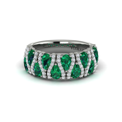 Multi Diamond and Emerald Statement Ring