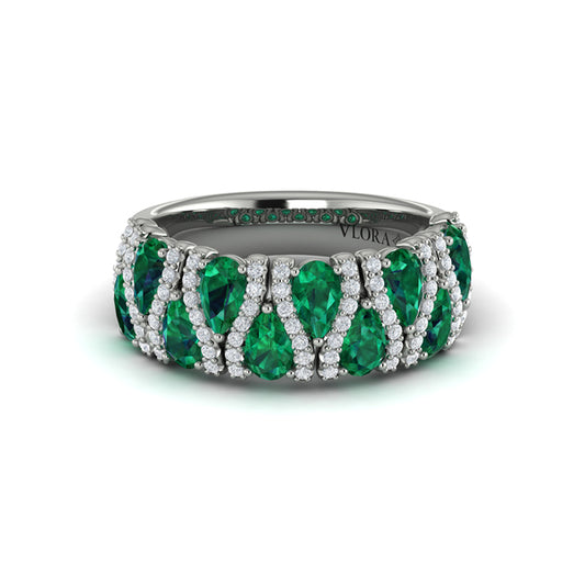 Multi Diamond and Emerald Statement Ring
