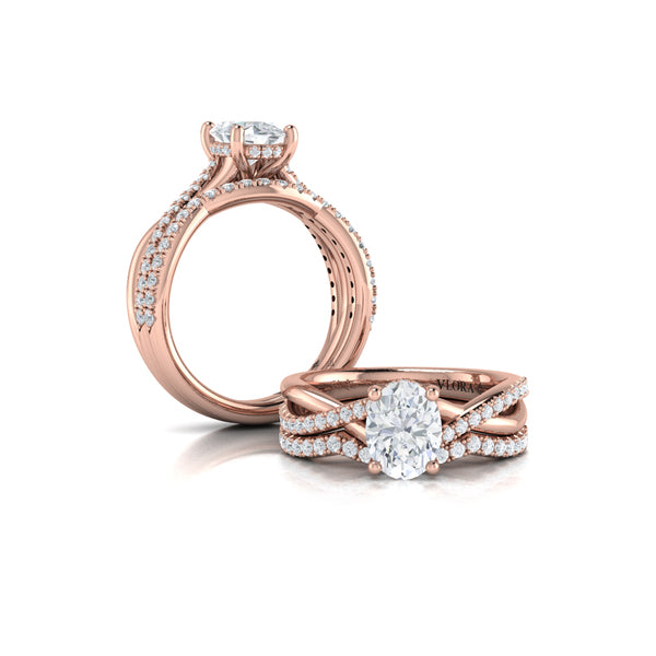 Entwined Oval Hidden Halo Engagement Ring