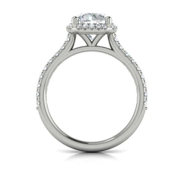 Round Halo Engagement Ring in Platinum by Vlora Bridal
