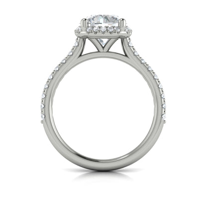 Round Halo Engagement Ring in Platinum by Vlora Bridal