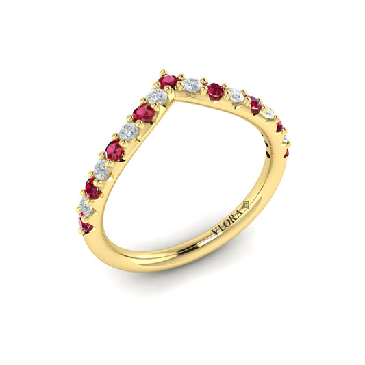 Ruby and Diamond Contour Band