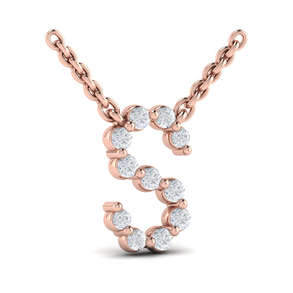 Diamond Alphabet Pendant Necklace, S